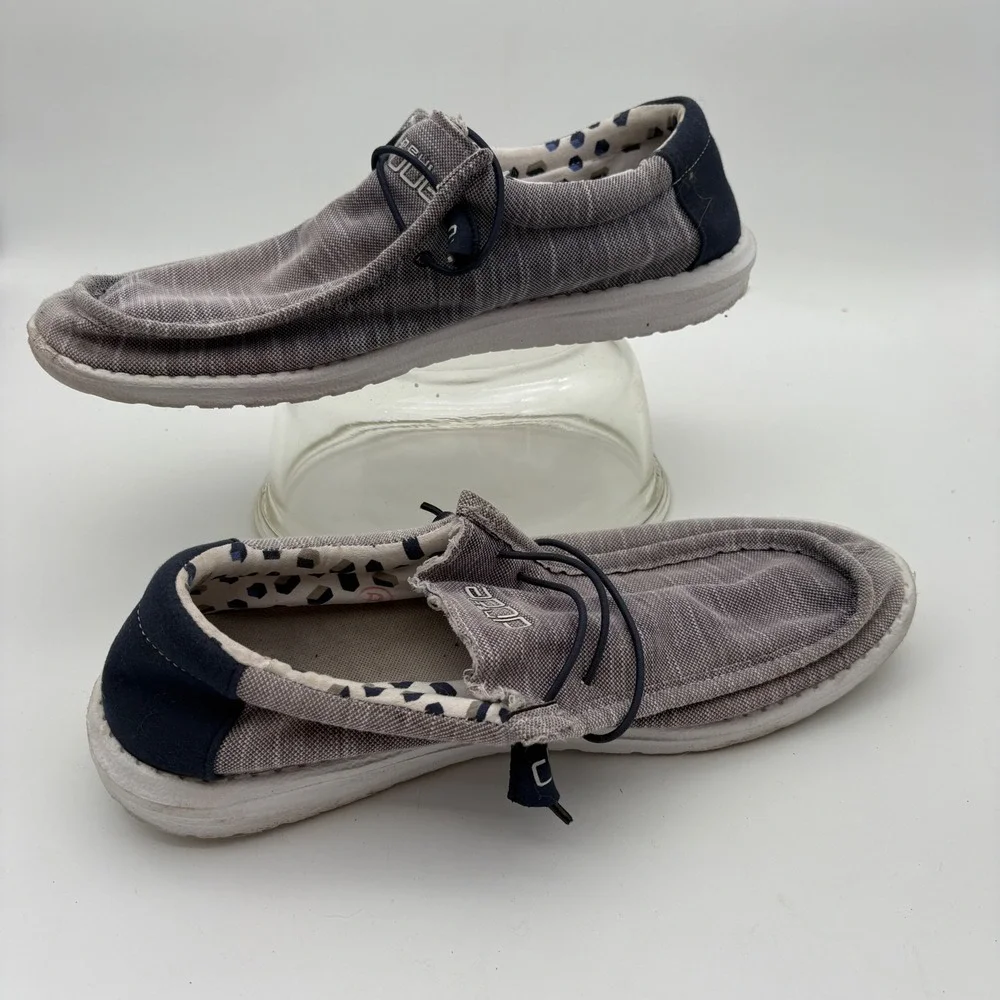 Hey Dude Wally Stretch sock Mens Size 14 Navy White Slip On Loafers 110382521